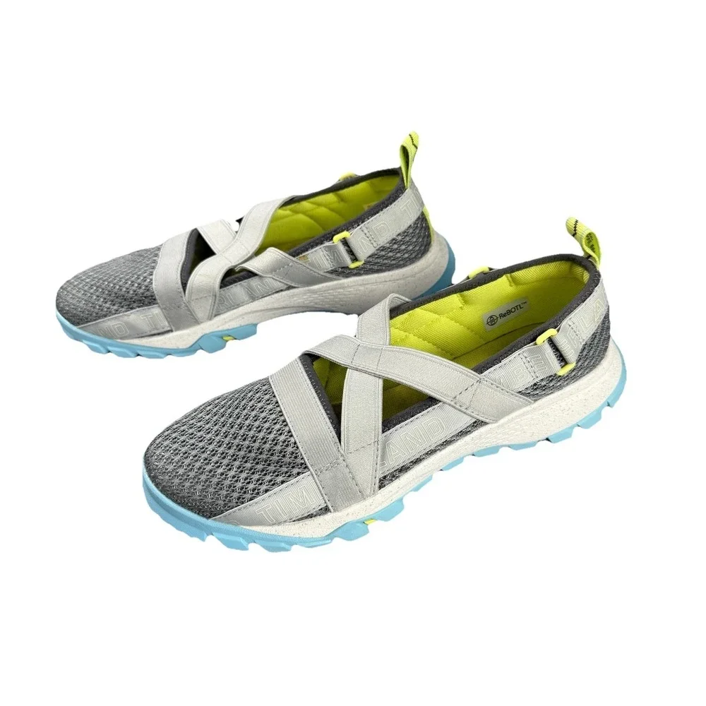 Timberland Women Size 8.5 Garrison Trail Grey Turquoise Slip On Sandals Sneakers